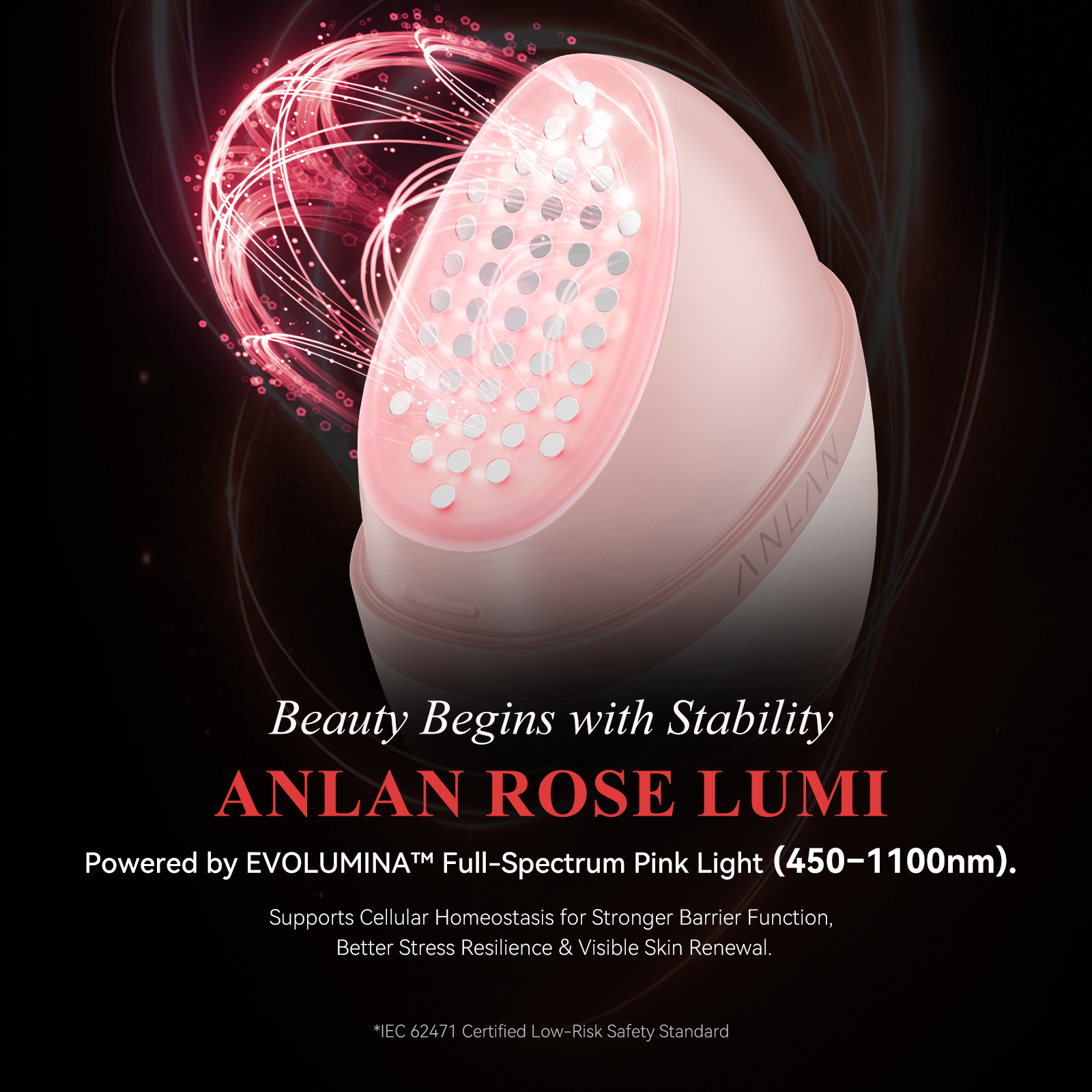 ANLAN Rose Lumi|Dispositivo de terapia de luz roja de 5 minutos con LED de longitud de onda múltiple & RF