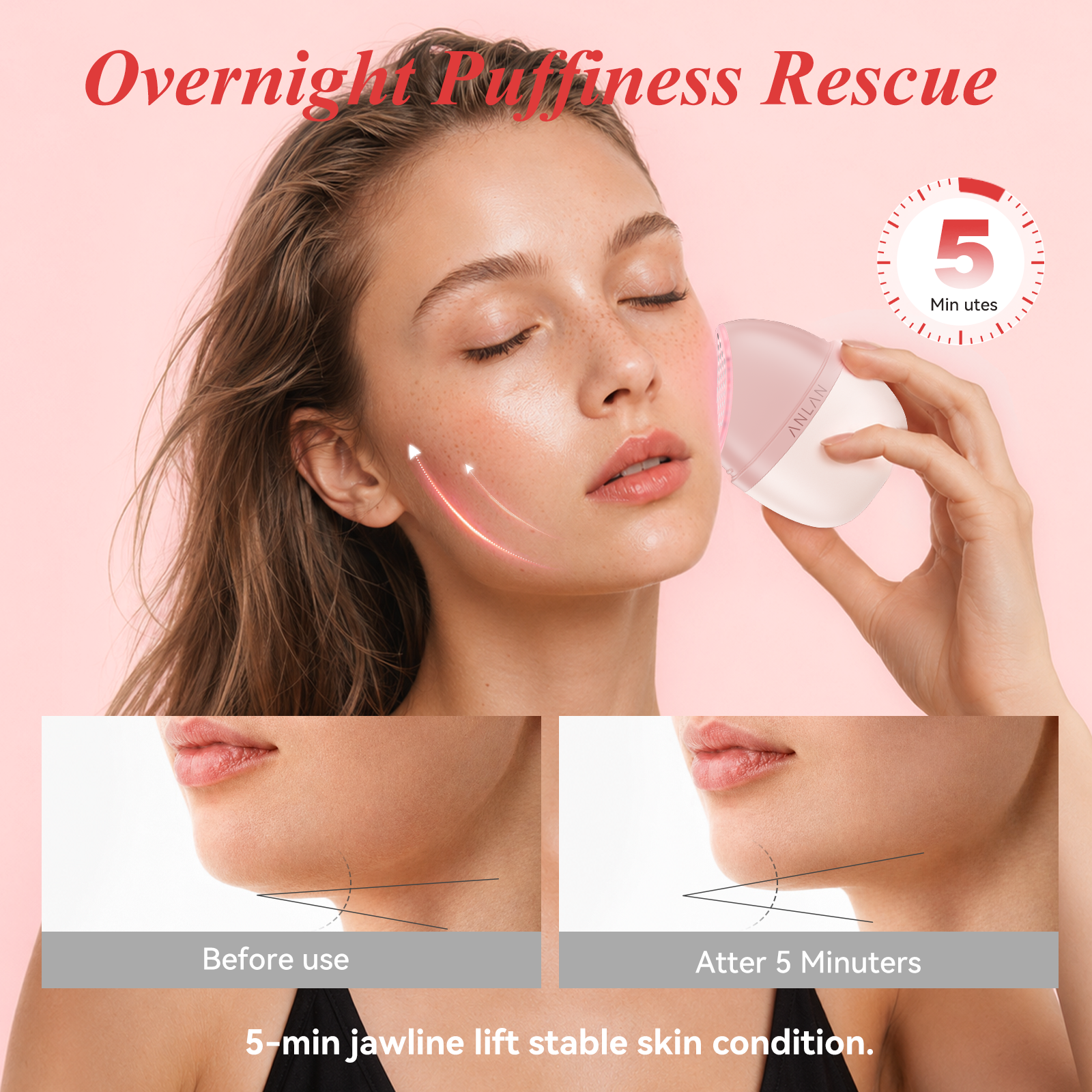 ANLAN Rose Lumi|Dispositivo de terapia de luz roja de 5 minutos con LED de longitud de onda múltiple & RF