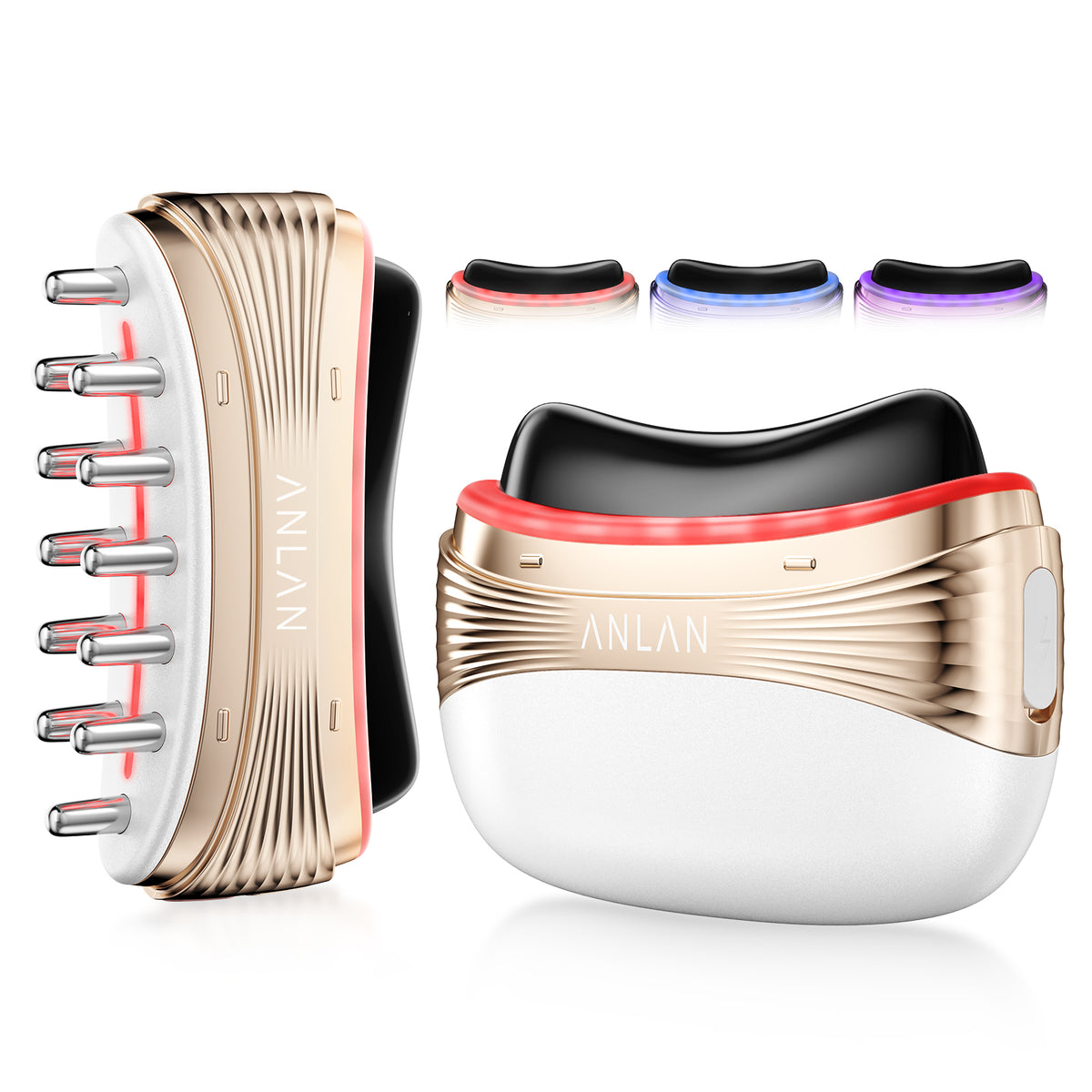 ANLAN 2-in-1 Heated Electric Gua Sha Tool, Red Light Face Massager Facial Massager with Vibration EMS lifting