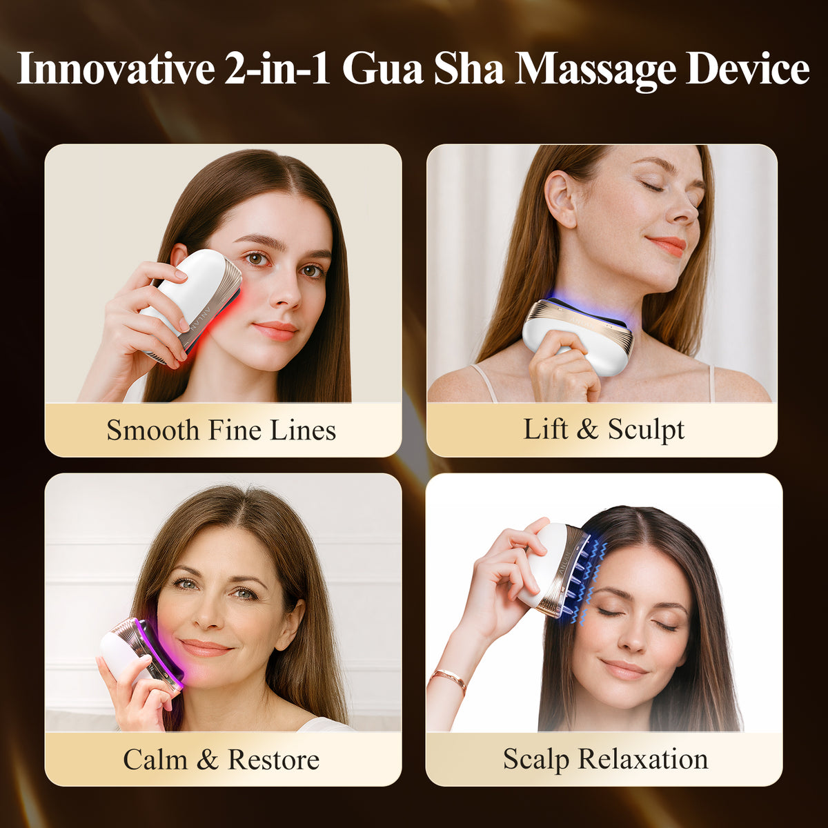 ANLAN 2-in-1 Heated Electric Gua Sha Tool, Red Light Face Massager Facial Massager with Vibration EMS lifting