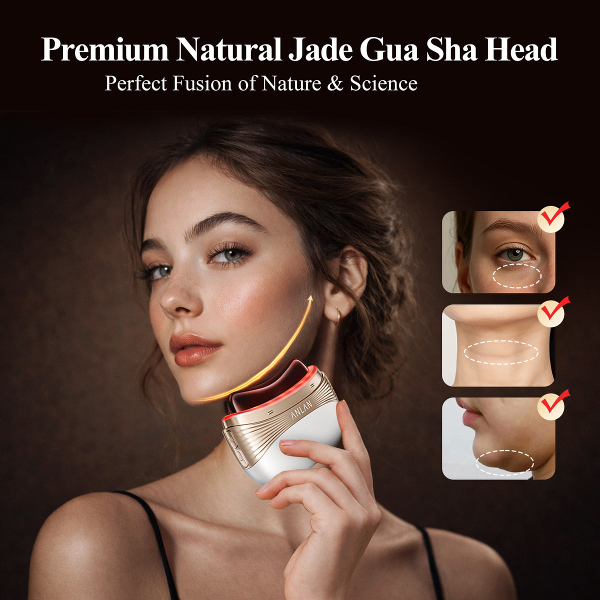 ANLAN 2-in-1 Heated Electric Gua Sha Tool, Red Light Face Massager Facial Massager with Vibration EMS lifting