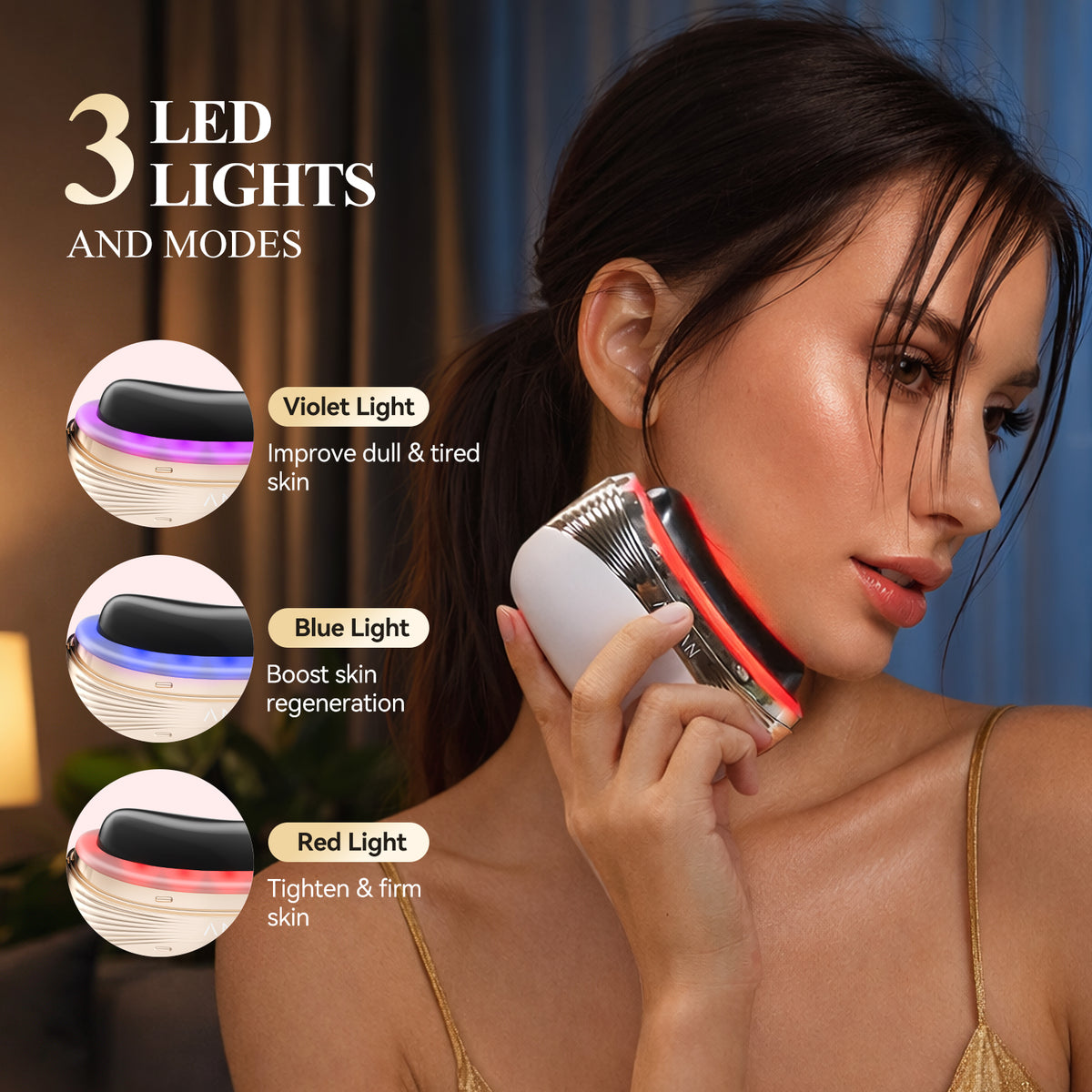 ANLAN 2-in-1 Heated Electric Gua Sha Tool, Red Light Face Massager Facial Massager with Vibration EMS lifting