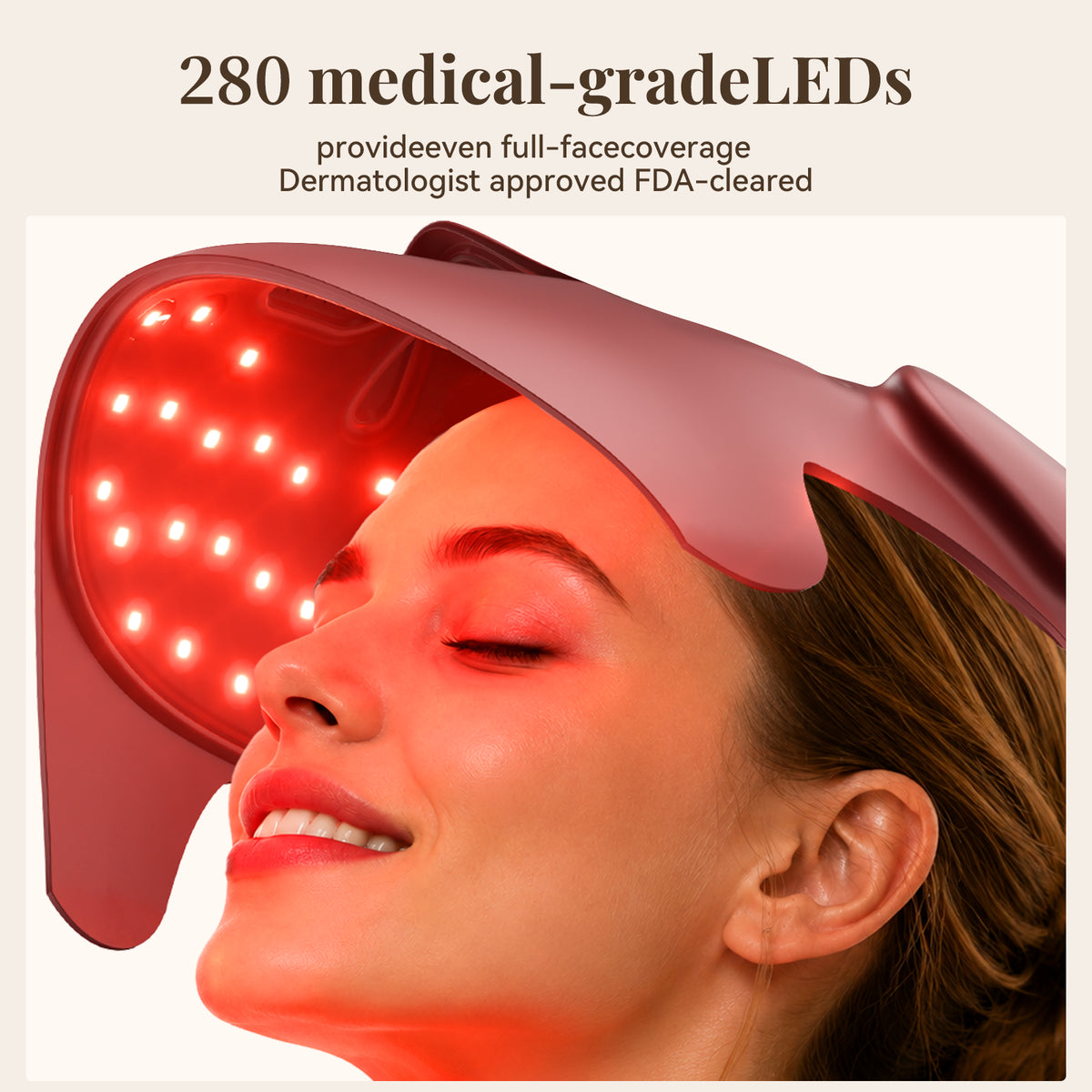 Maschera per terapia a luce rossa ANLAN – Maschera facciale a LED con 8 colori chiari e 9 modalità